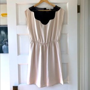 Ulla Johnson Cream Silk Black Lace Cocktail Dress